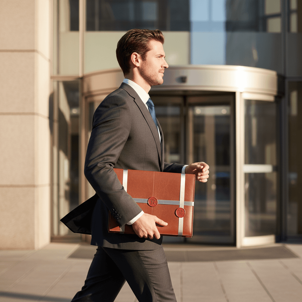 Professional courier delivering secure documents